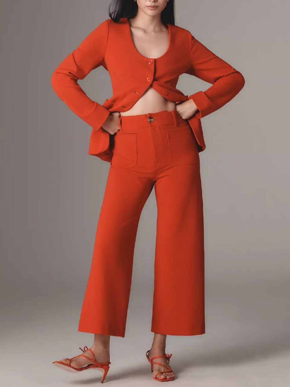 Anthropologie Maeve Colette Knit High-Rise Wide-Leg Cropped Pants - Size 31